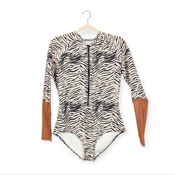 NWT WET Swimwear Eliana Zebra Print Long Sleeve One Piece Swimsuit Size XL